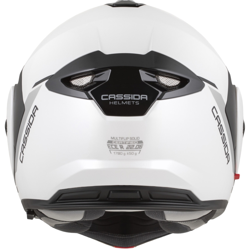 Cască de motocicletă Cassida MultiFlip Solid flip-up, alb-negru perlat