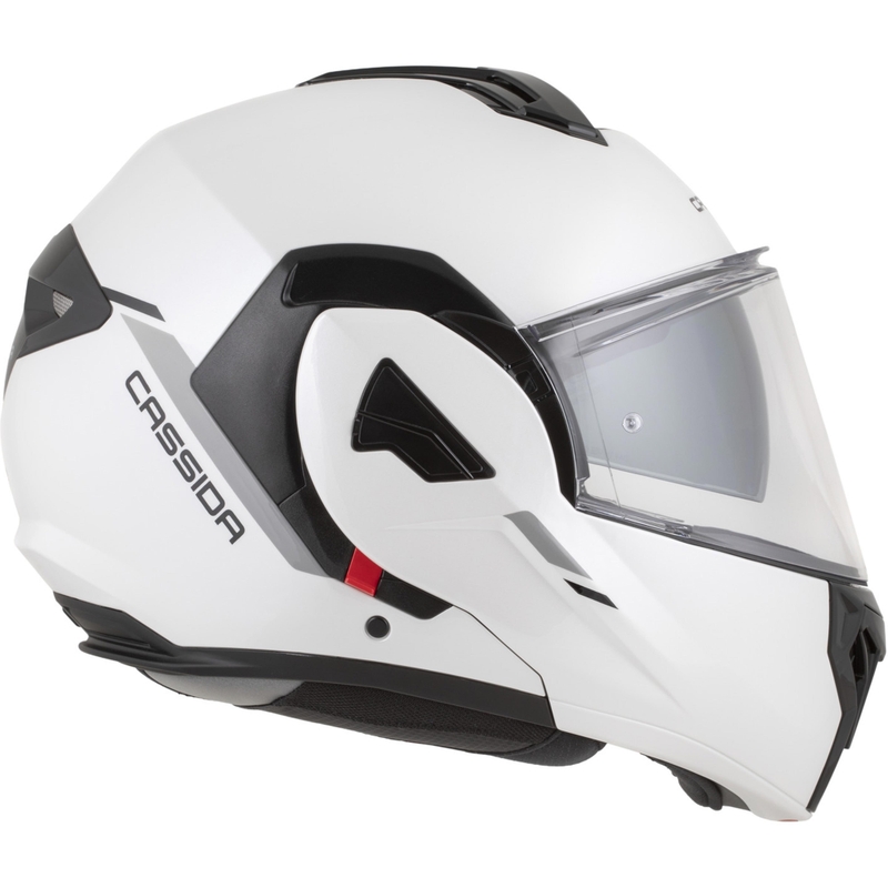 Cască de motocicletă Cassida MultiFlip Solid flip-up, alb-negru perlat