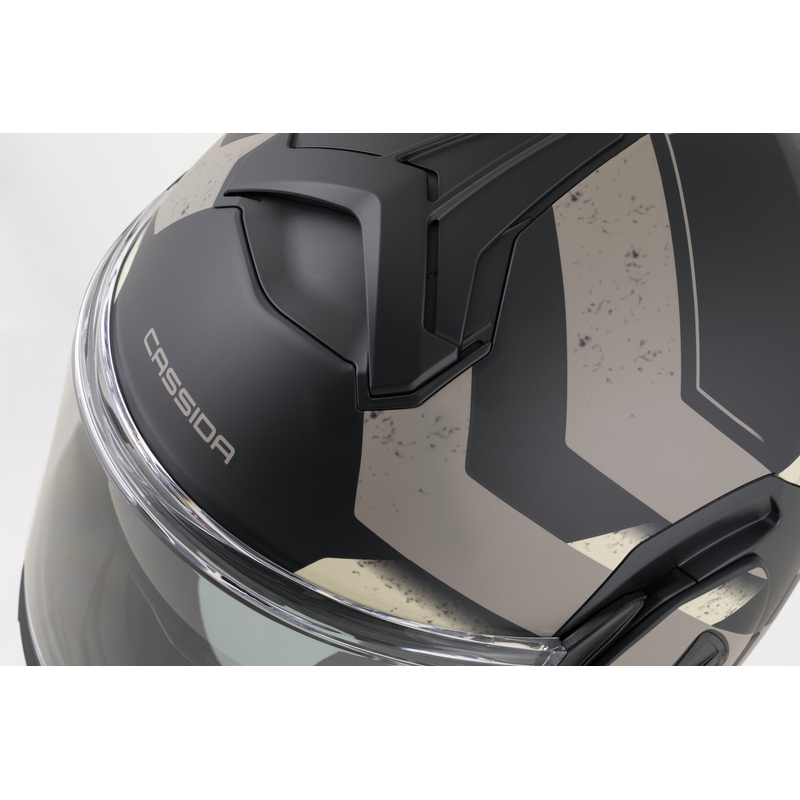 Cască de motocicletă Cassida MultiFlip Korp, flip-up, negru mat-nisip-kaki