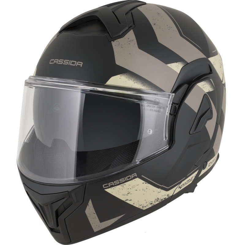 Cască de motocicletă Cassida MultiFlip Korp, flip-up, negru mat-nisip-kaki