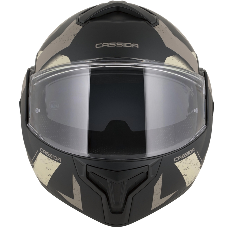 Cască de motocicletă Cassida MultiFlip Korp, flip-up, negru mat-nisip-kaki