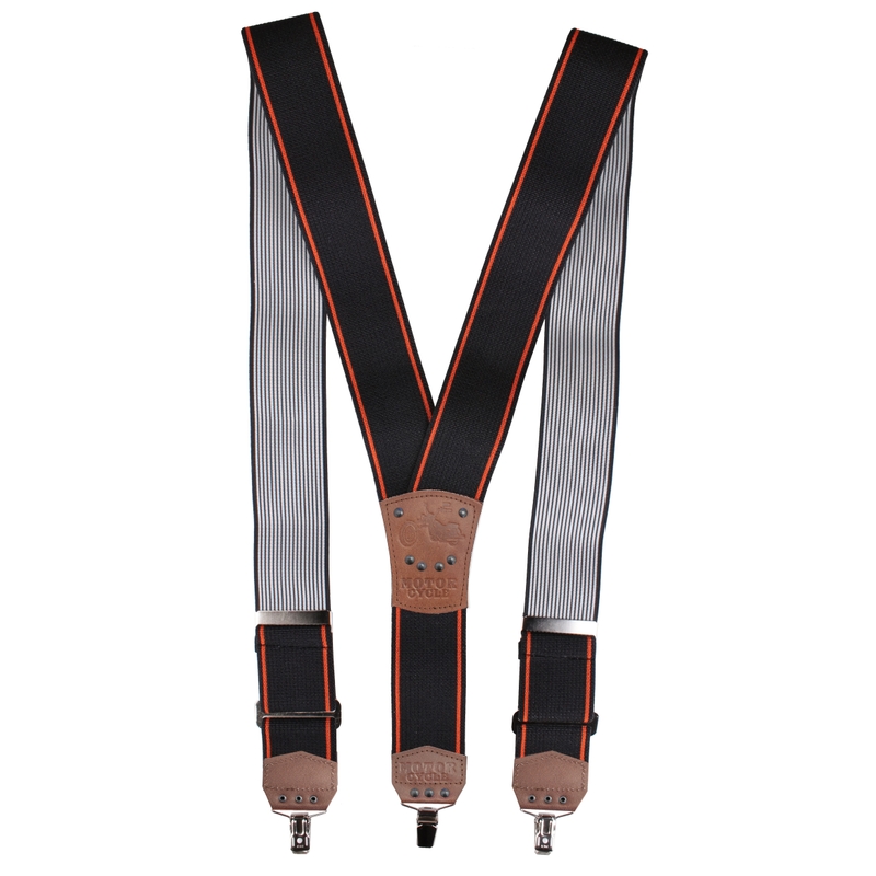 Bretele cu motiv Motorcycle negru-portocaliu