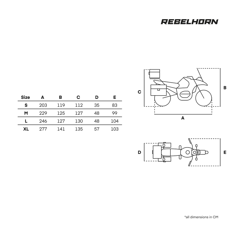 Husă pentru motocicletă Rebelhorn Shelter cu spațiu pentru portbagaj, negru-argintiu