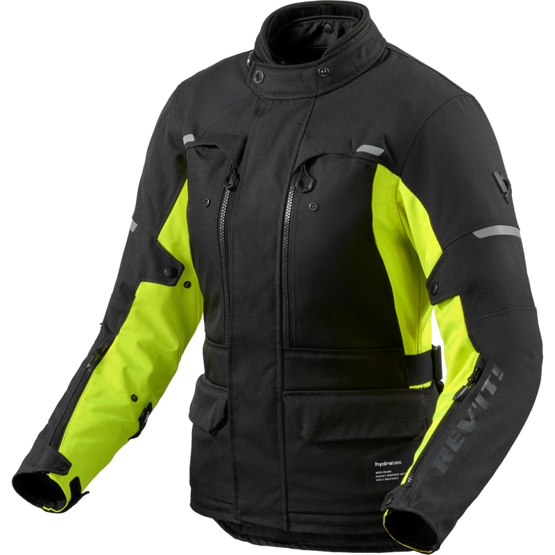 Geacă de motocicletă Revit Outback 5 H2O pentru femei, neagră-galben fluo