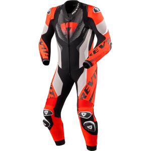 Costum de motocicletă Revit Hyperspeed 3 dintr-o bucată, gri deschis-roșu fluo