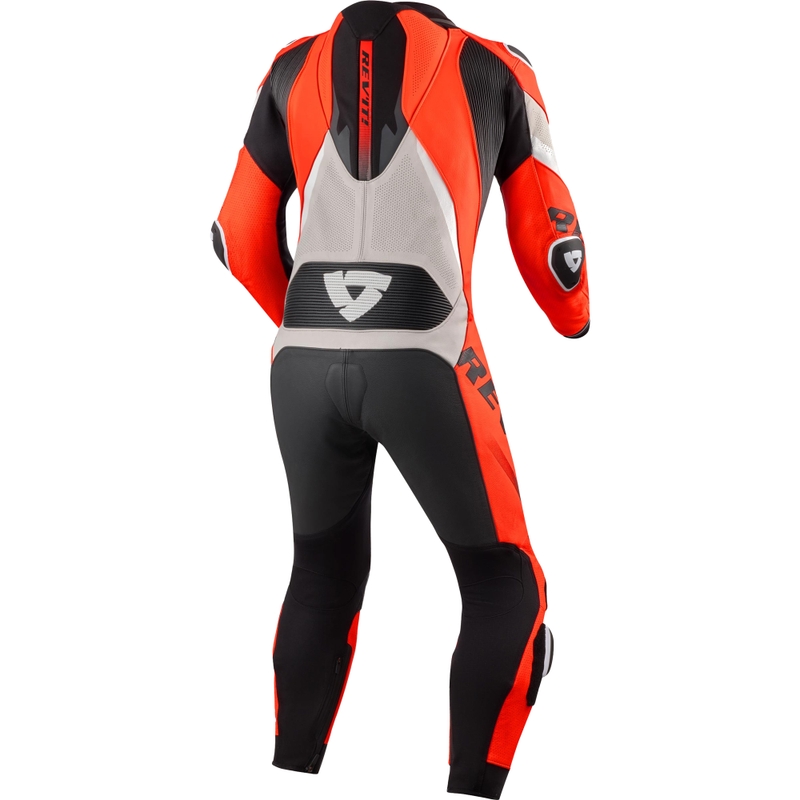 Costum de motocicletă Revit Hyperspeed 3 dintr-o bucată, gri deschis-roșu fluo