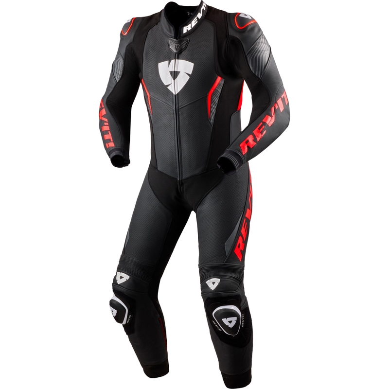 Costum de motocicletă Revit Argon 3 negru-roșu fluo