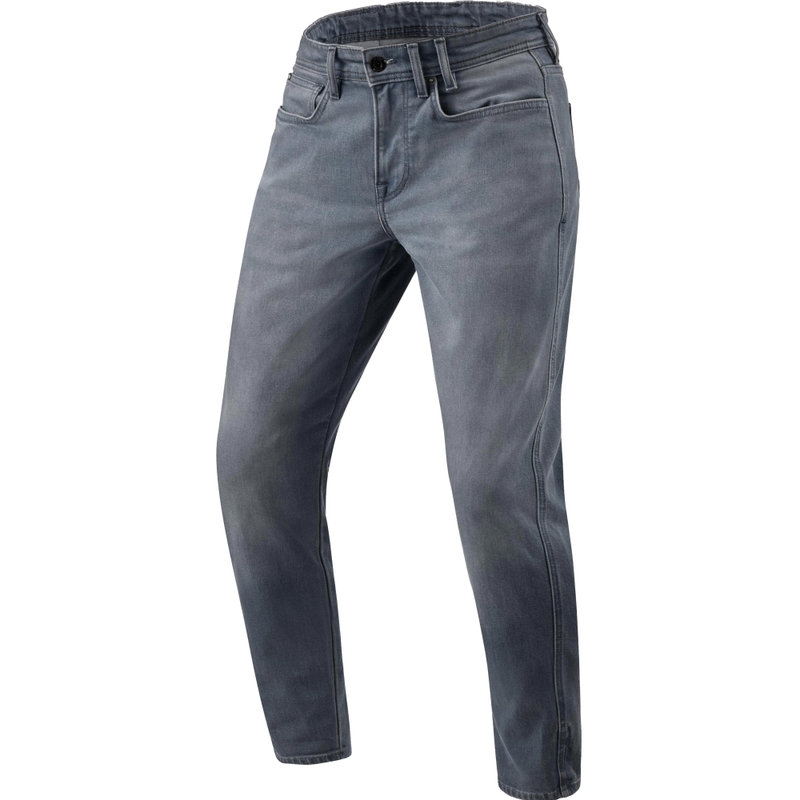 Blugi motocicletă Revit Keegan Tapered Extra Cropped, gri mediu spălati