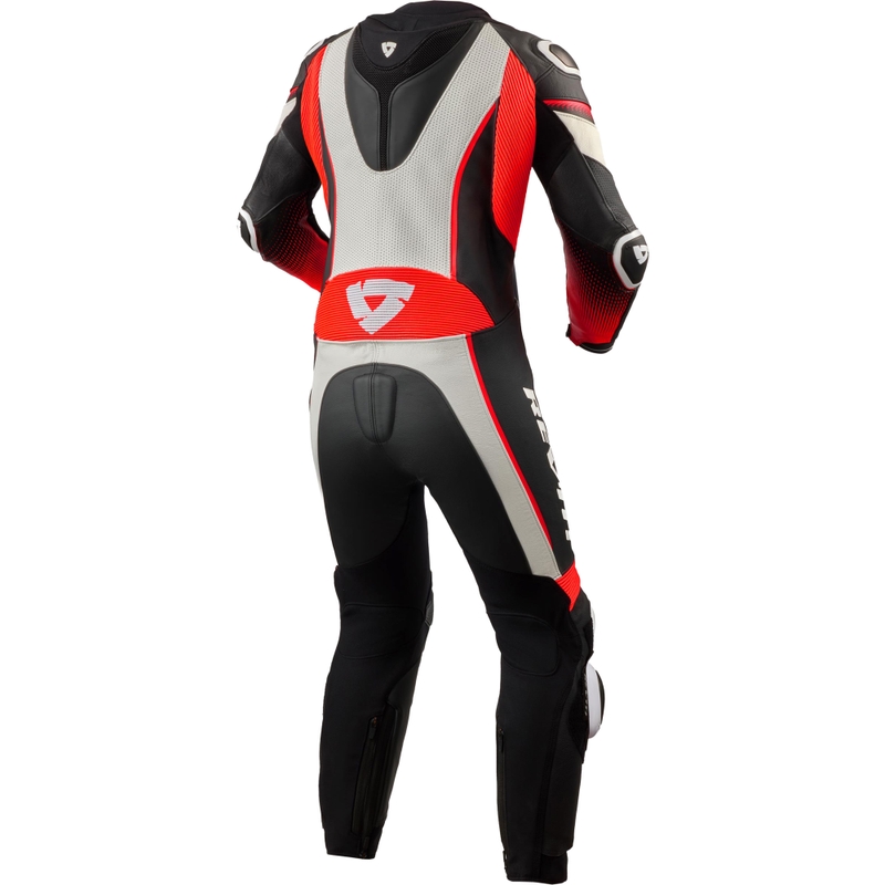 Costum de motocicletă Revit Xena 4 pentru femei, alb-roșu fluo