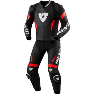 Costum de motocicletă Revit Argon 3 din două piese negru-roșu fluo