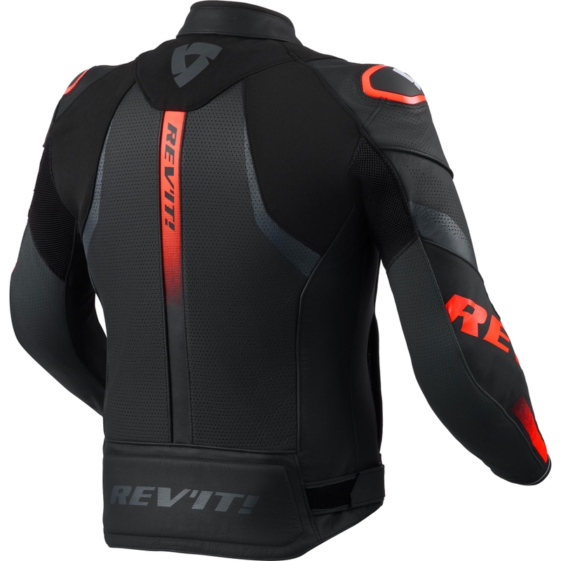 Geacă de piele pentru motocicletă Revit Hyperspeed 3 Air negru-roșu fluo