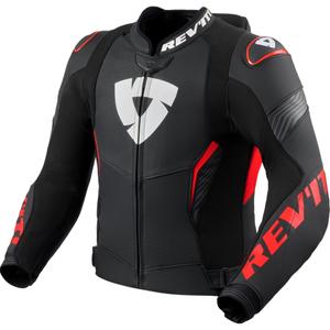 Geacă de piele pentru motocicletă Revit Argon 3 PRO negru-roșu fluo
