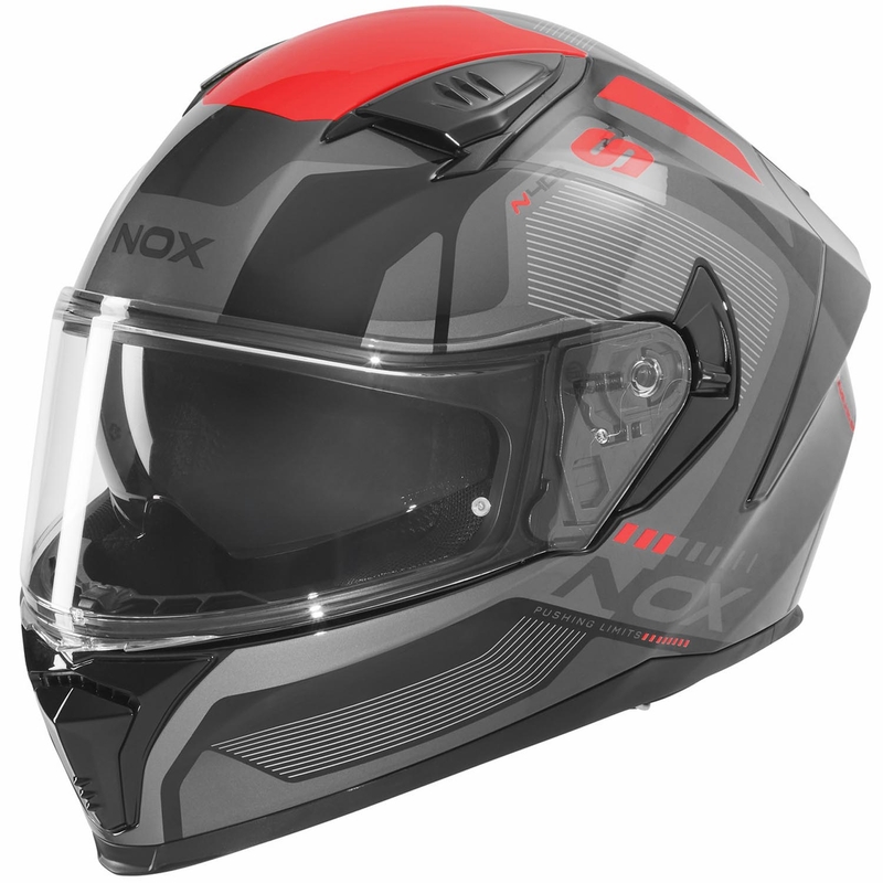 Cască integrală pentru motocicletă NOX N402 Mentor negru-roșu