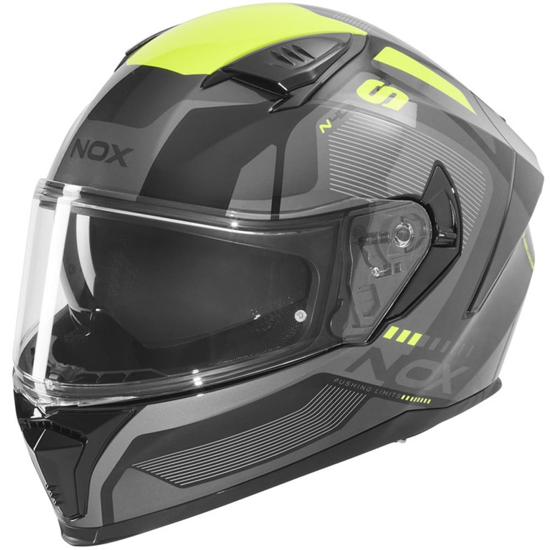 Cască integrală pentru motocicletă NOX N402 Mentor negru-galben fluo