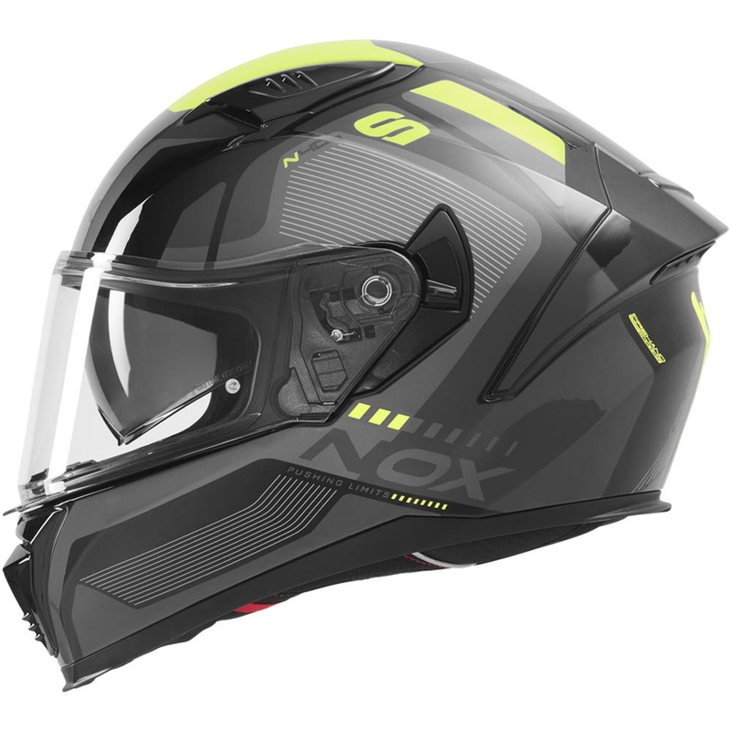 Cască integrală pentru motocicletă NOX N402 Mentor negru-galben fluo