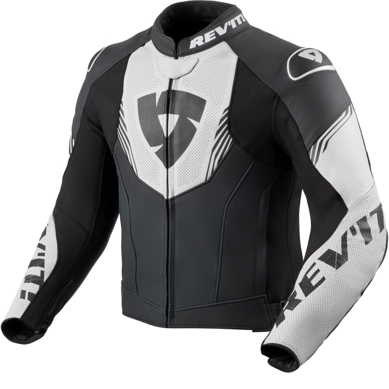 Geacă de piele pentru motocicletă Revit Argon 3, negru-alb