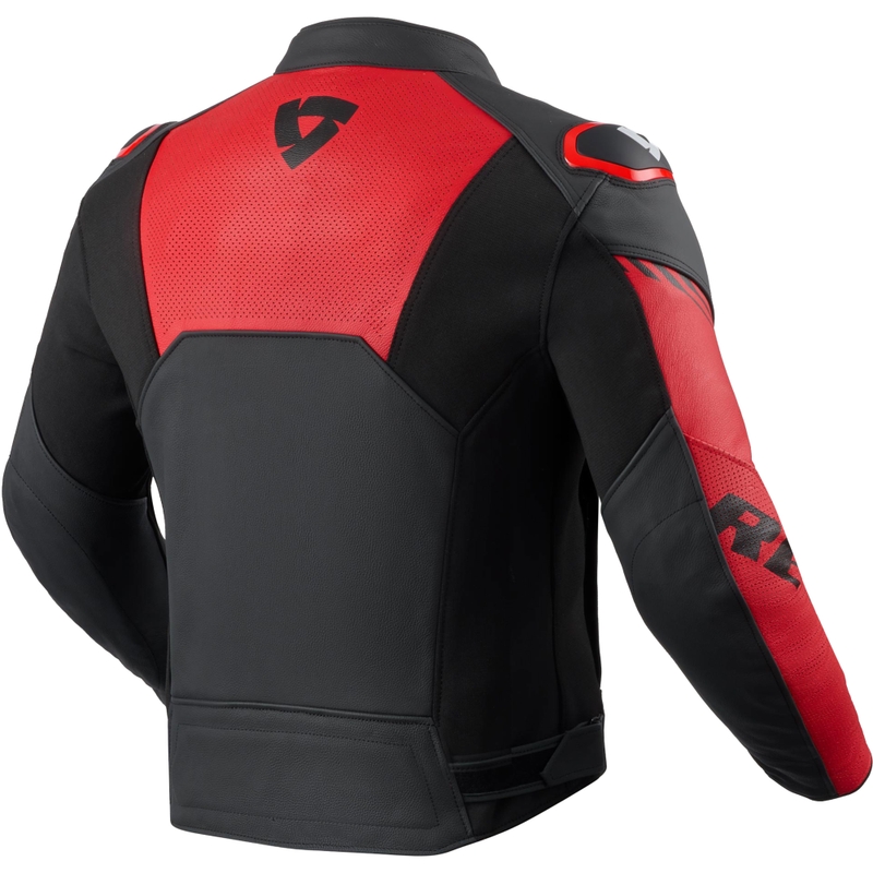 Geacă de motocicletă din piele Revit Argon 3 negru-roșu fluo