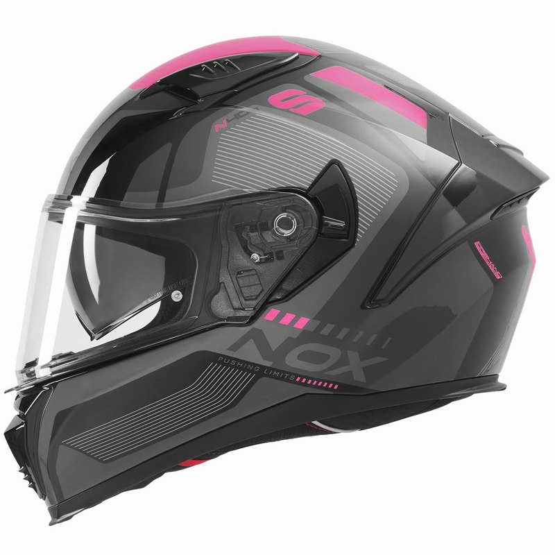Cască integrală pentru motocicletă NOX N402 Mentor negru-roz