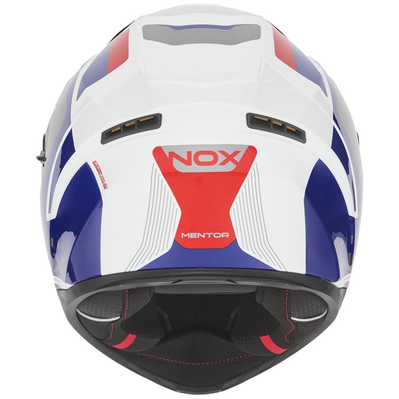 Cască integrală pentru motocicletă NOX N402 Mentor alb-albastru-roșu