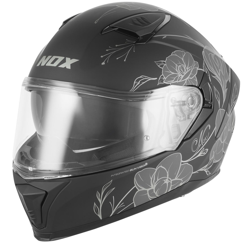 Cască integrală pentru motocicletă NOX N402 Spring negru mat-argintiu