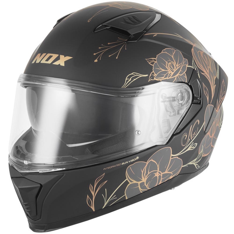 Cască integrală pentru motocicletă NOX N402 Spring negru mat-auriu
