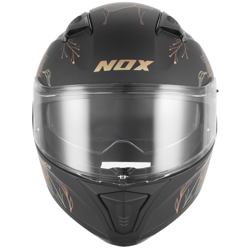 Cască integrală pentru motocicletă NOX N402 Spring negru mat-auriu