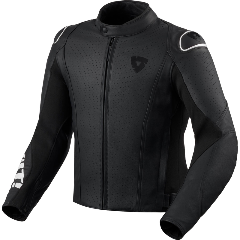 Geacă de piele pentru motocicletă Revit Quadratic negru-alb