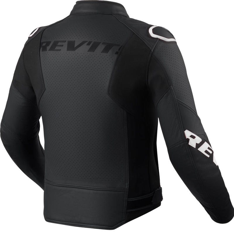 Geacă de piele pentru motocicletă Revit Quadratic negru-alb