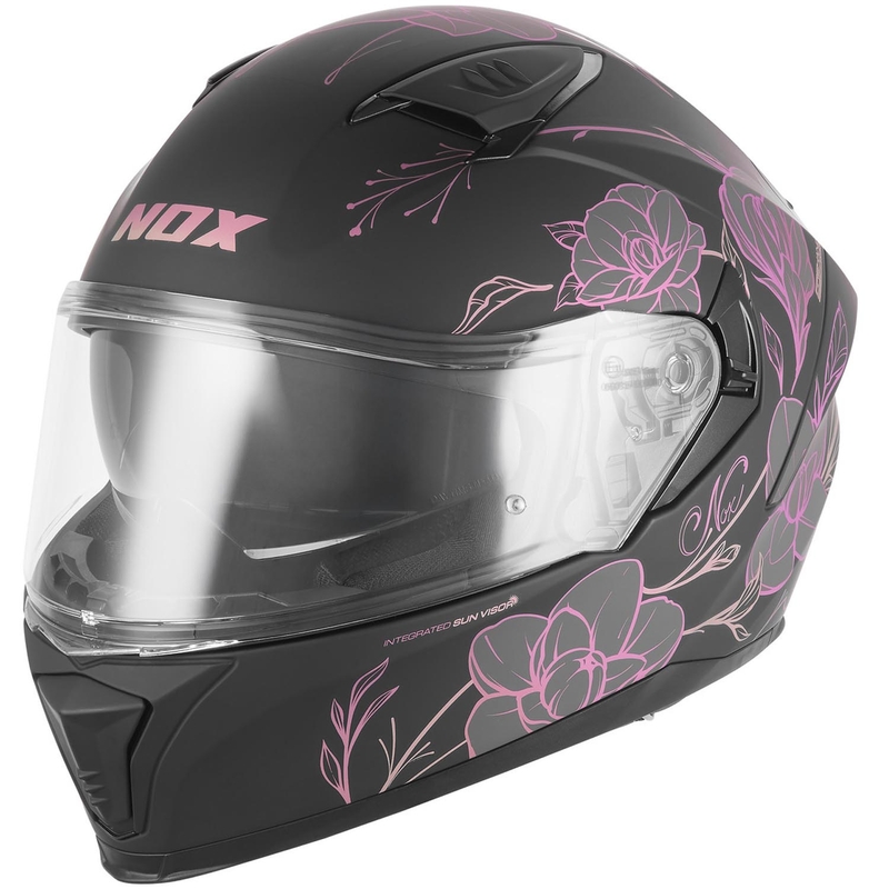 Cască integrală pentru motocicletă NOX N402 Spring negru mat-roz