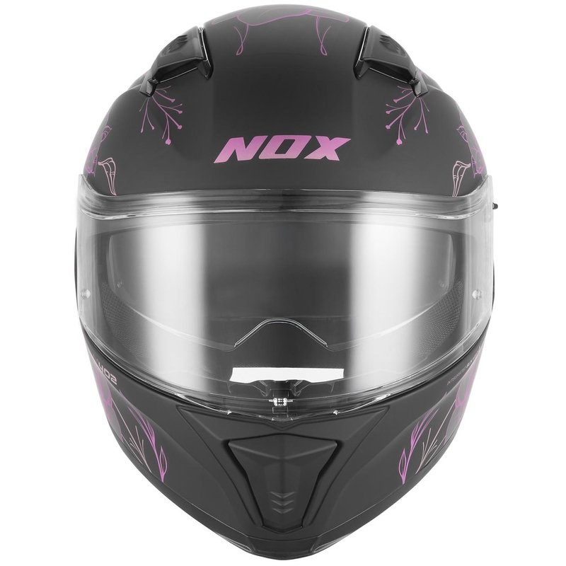 Cască integrală pentru motocicletă NOX N402 Spring negru mat-roz