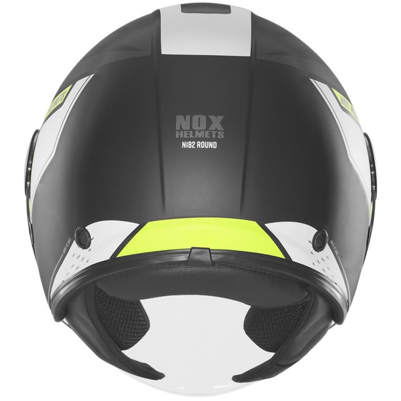 Cască de motocicletă deschisă NOX N182 Round negru mat-galben fluo