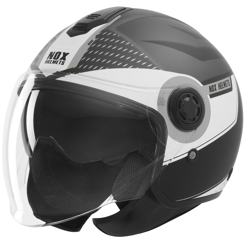 Cască de motocicletă deschisă NOX N182 Round negru mat-argintiu