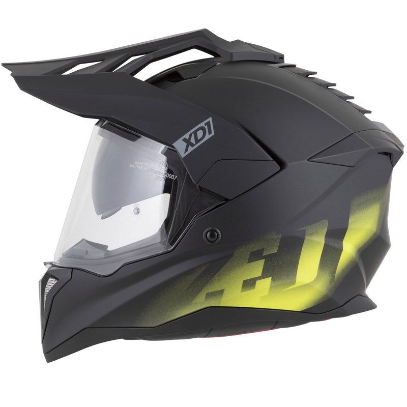 Cască de motocicletă enduro ZED XD1 negru mat-galben fluo