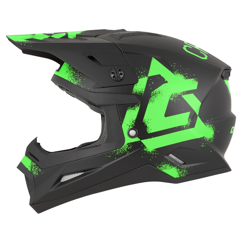 Cască motocross Cassida Cross Cup 2 Crew negru mat-verde fluo