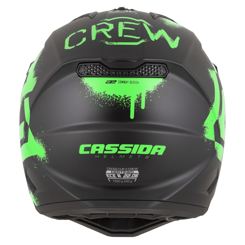 Cască motocross Cassida Cross Cup 2 Crew negru mat-verde fluo