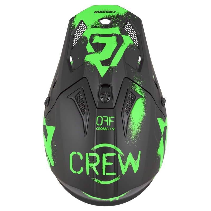 Cască motocross Cassida Cross Cup 2 Crew negru mat-verde fluo
