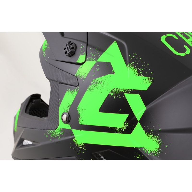 Cască motocross Cassida Cross Cup 2 Crew negru mat-verde fluo