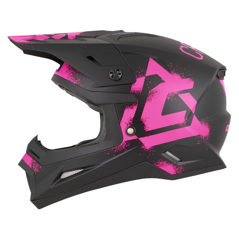 Cască motocross Cassida Cross Cup 2 Crew negru mat-roz fluo