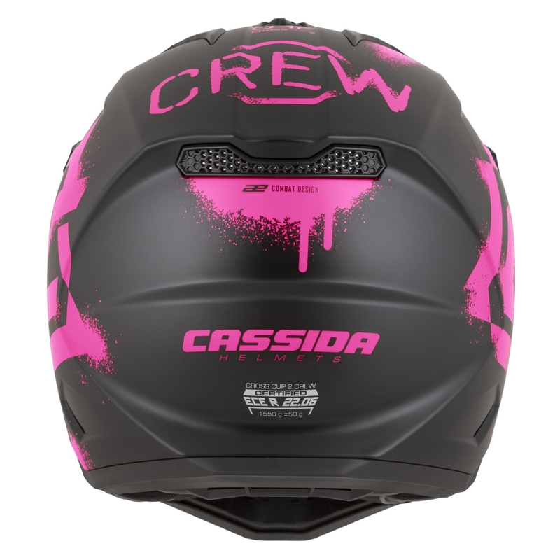 Cască motocross Cassida Cross Cup 2 Crew negru mat-roz fluo