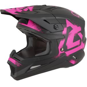 Cască motocross Cassida Cross Cup 2 Crew negru mat-roz fluo