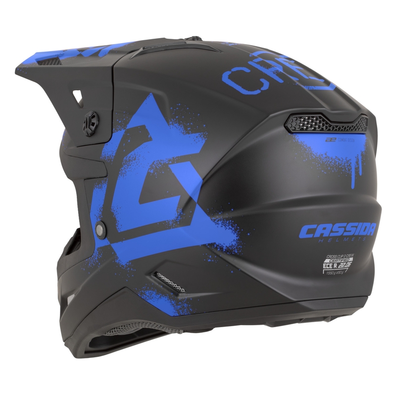 Cască de motocross Cassida Cross Cup 2 Crew, negru mat-albastru