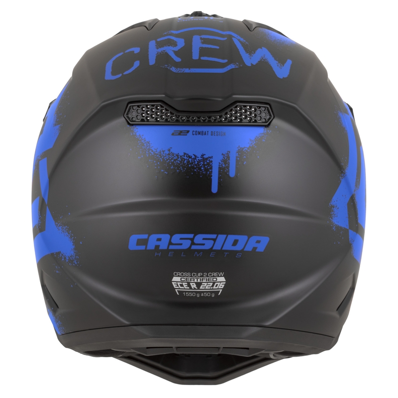 Cască de motocross Cassida Cross Cup 2 Crew, negru mat-albastru