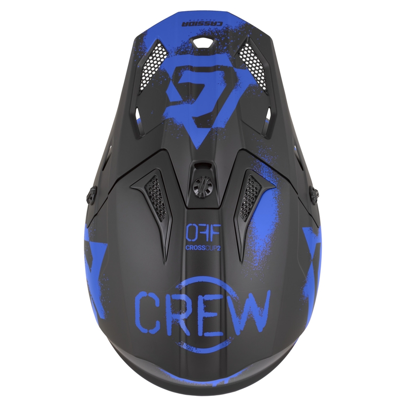 Cască de motocross Cassida Cross Cup 2 Crew, negru mat-albastru