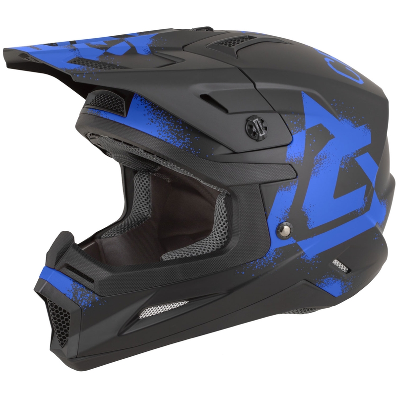 Cască de motocross Cassida Cross Cup 2 Crew, negru mat-albastru