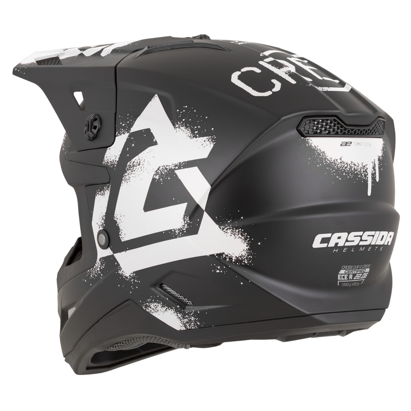 Cască de motocross Cassida Cross Cup 2 Crew, negru mat-alb