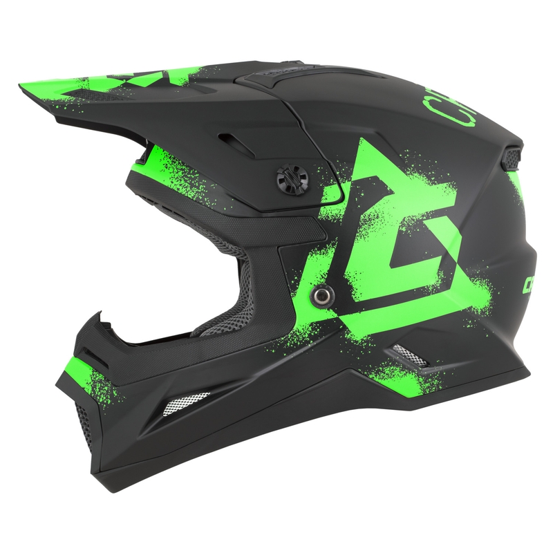 Cască motocross pentru copii Cassida Cross Cup 2 Crew Junior negru mat-verde fluo