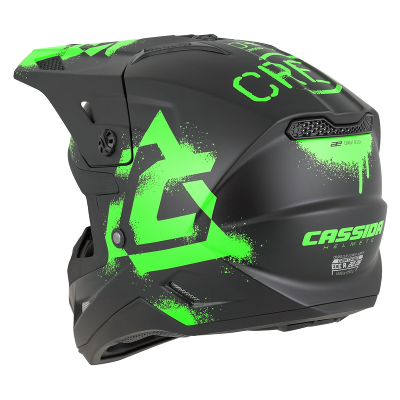 Cască motocross pentru copii Cassida Cross Cup 2 Crew Junior negru mat-verde fluo