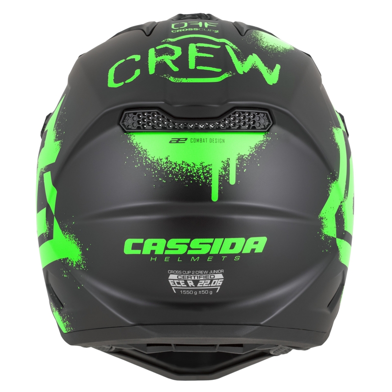 Cască motocross pentru copii Cassida Cross Cup 2 Crew Junior negru mat-verde fluo