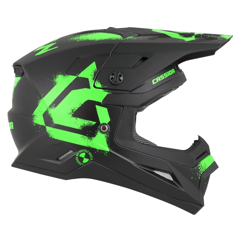 Cască motocross pentru copii Cassida Cross Cup 2 Crew Junior negru mat-verde fluo