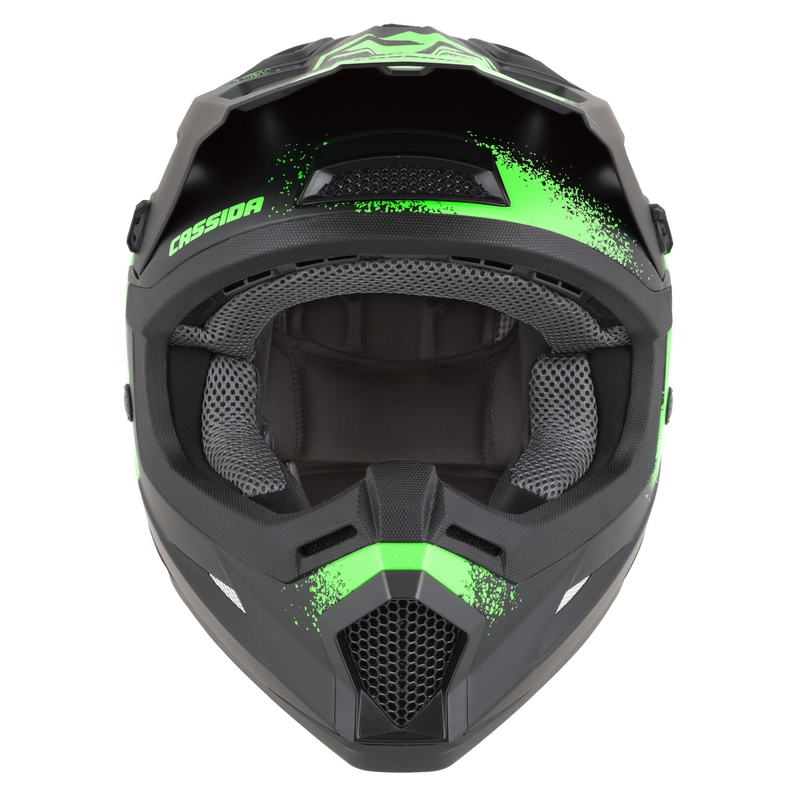 Cască motocross pentru copii Cassida Cross Cup 2 Crew Junior negru mat-verde fluo